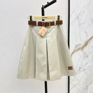 Miu Miu Beige A-Line Skirt with Tan Belt